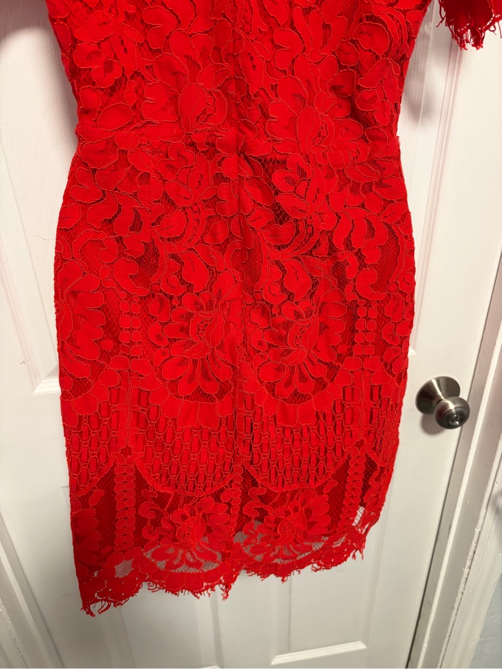 Lulu's Red Floral Lace Short Sleeve Dress - Picture 6 of 7